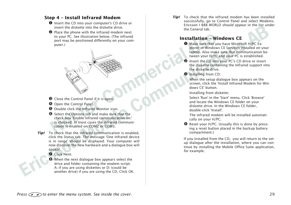 Ericsson I 888 WORLD User Manual | Page 33 / 70