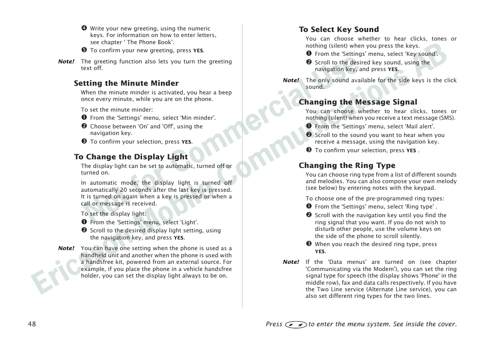 Ericsson I 888 WORLD User Manual | Page 52 / 70