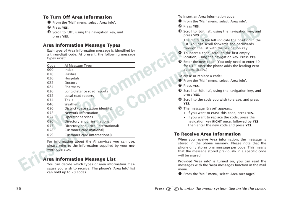 Ericsson I 888 WORLD User Manual | Page 60 / 70