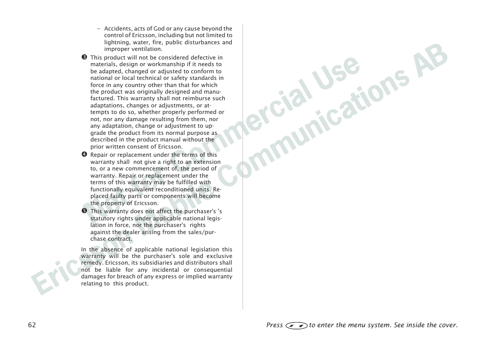 Ericsson I 888 WORLD User Manual | Page 66 / 70