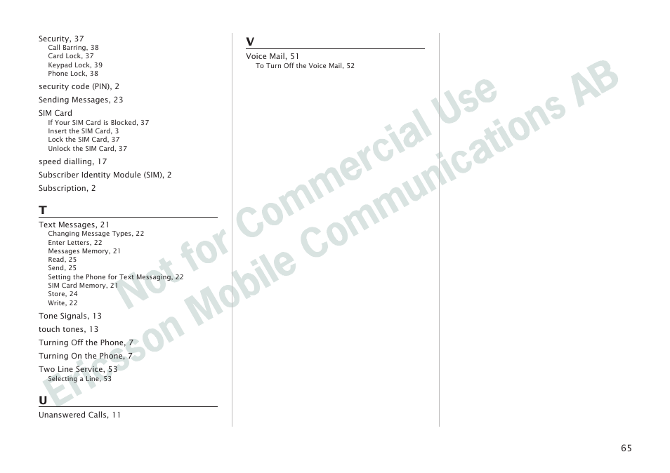 Ericsson I 888 WORLD User Manual | Page 69 / 70