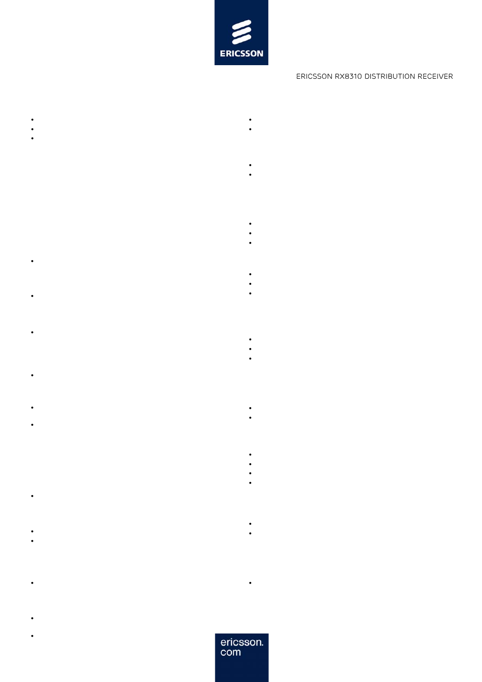 Hardware options, Software options | Ericsson RX8310 User Manual | Page 2 / 3