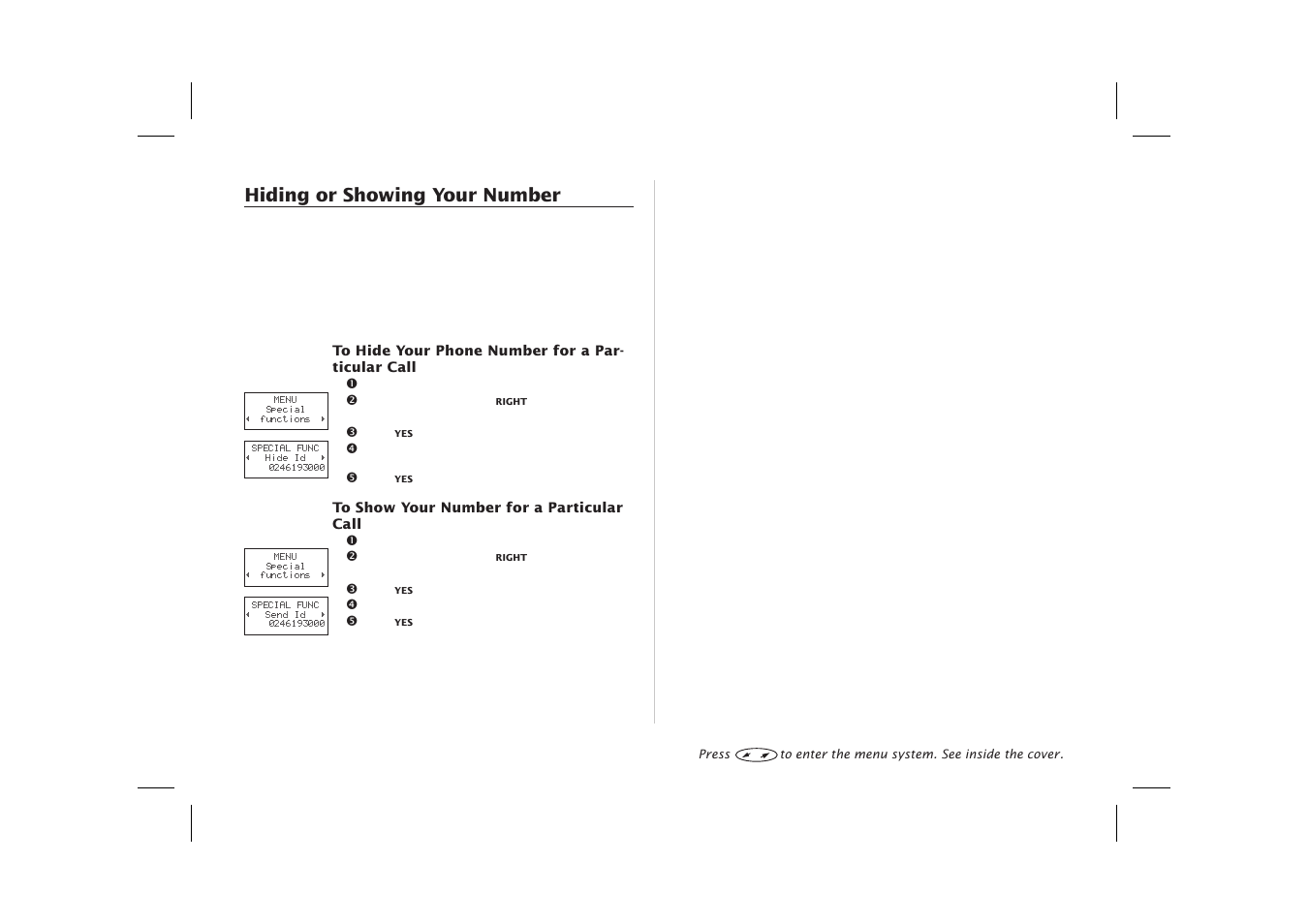 Calling line identification (cli) service 12, 18, Hide your phone number 12, 18, Show your phone number 12, 18 | Hiding your phone number 12, 18, Hiding or showing your number | Ericsson SH888 User Manual | Page 16 / 71