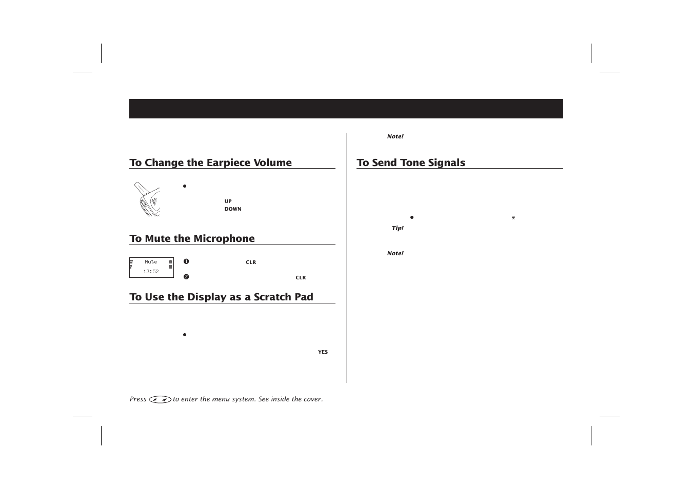 During a call, Dtmf tones 13, Earpiece volume 13, 48 | Microphone 13, Scratch pad 13, Tone signals 13, Touch tones 13 | Ericsson SH888 User Manual | Page 17 / 71
