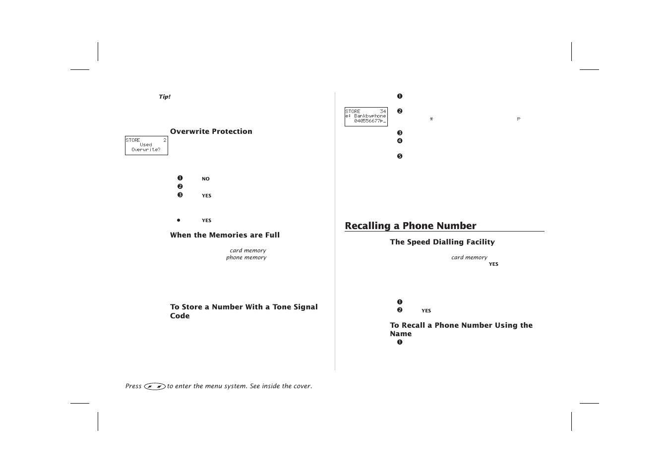 Name recall 17, Recalling a phone number 17, Using the name 17 | Speed dialling 17, Recalling a phone number | Ericsson SH888 User Manual | Page 21 / 71