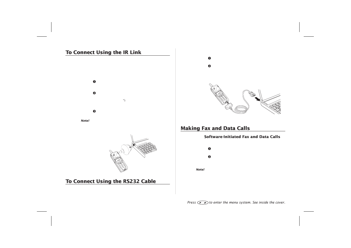 Data calls 30, Fax calls 30, Making fax and data calls | Ericsson SH888 User Manual | Page 34 / 71