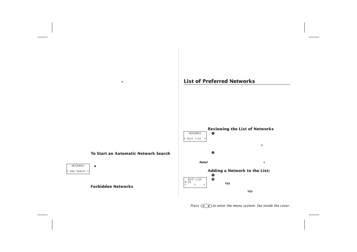 List of preferred networks | Ericsson SH888 User Manual | Page 40 / 71