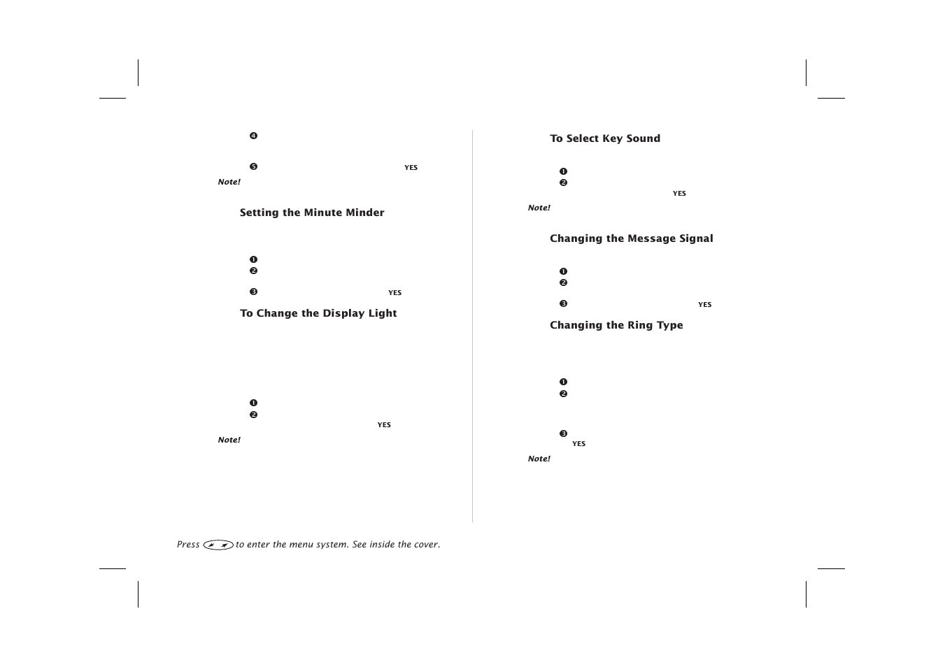 Display light 49, Key sound 49, Light 49 | Message signal 49, Minute minder 49, Changing ring type 49 | Ericsson SH888 User Manual | Page 53 / 71