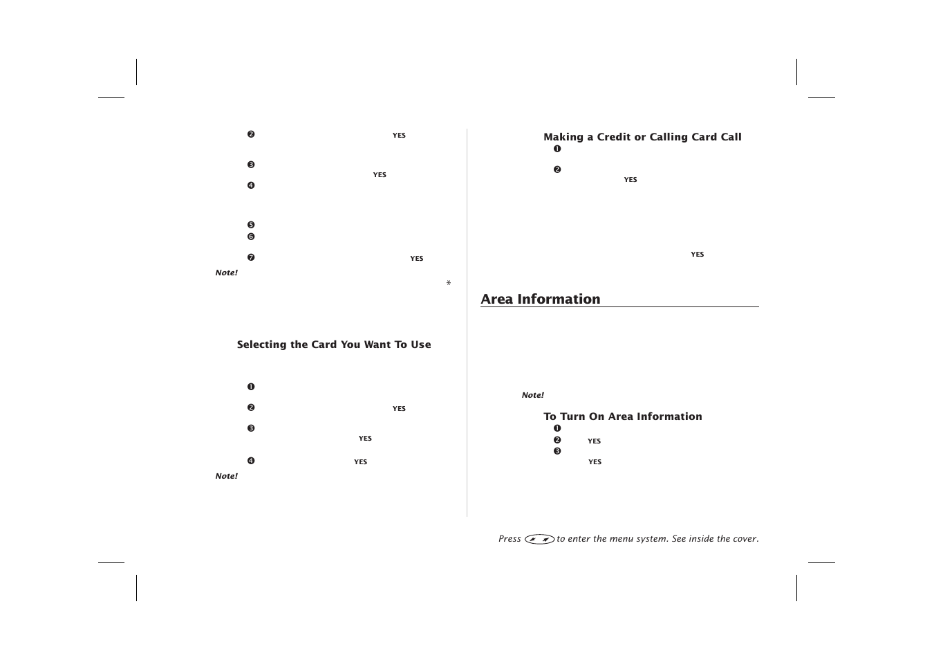 Area information 56, Area information | Ericsson SH888 User Manual | Page 60 / 71