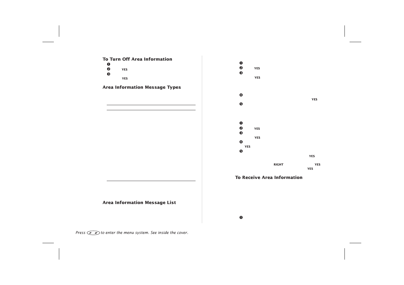 Message list 57, Message types 57, Receive area information 57 | Ericsson SH888 User Manual | Page 61 / 71