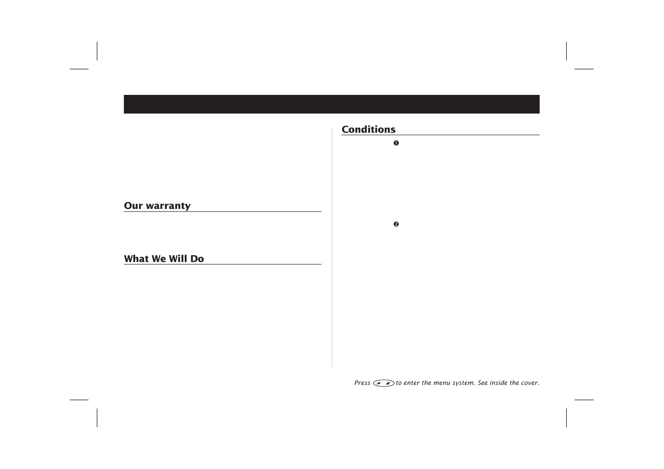 Warranty conditions, Our warranty, What we will do | Conditions | Ericsson SH888 User Manual | Page 66 / 71