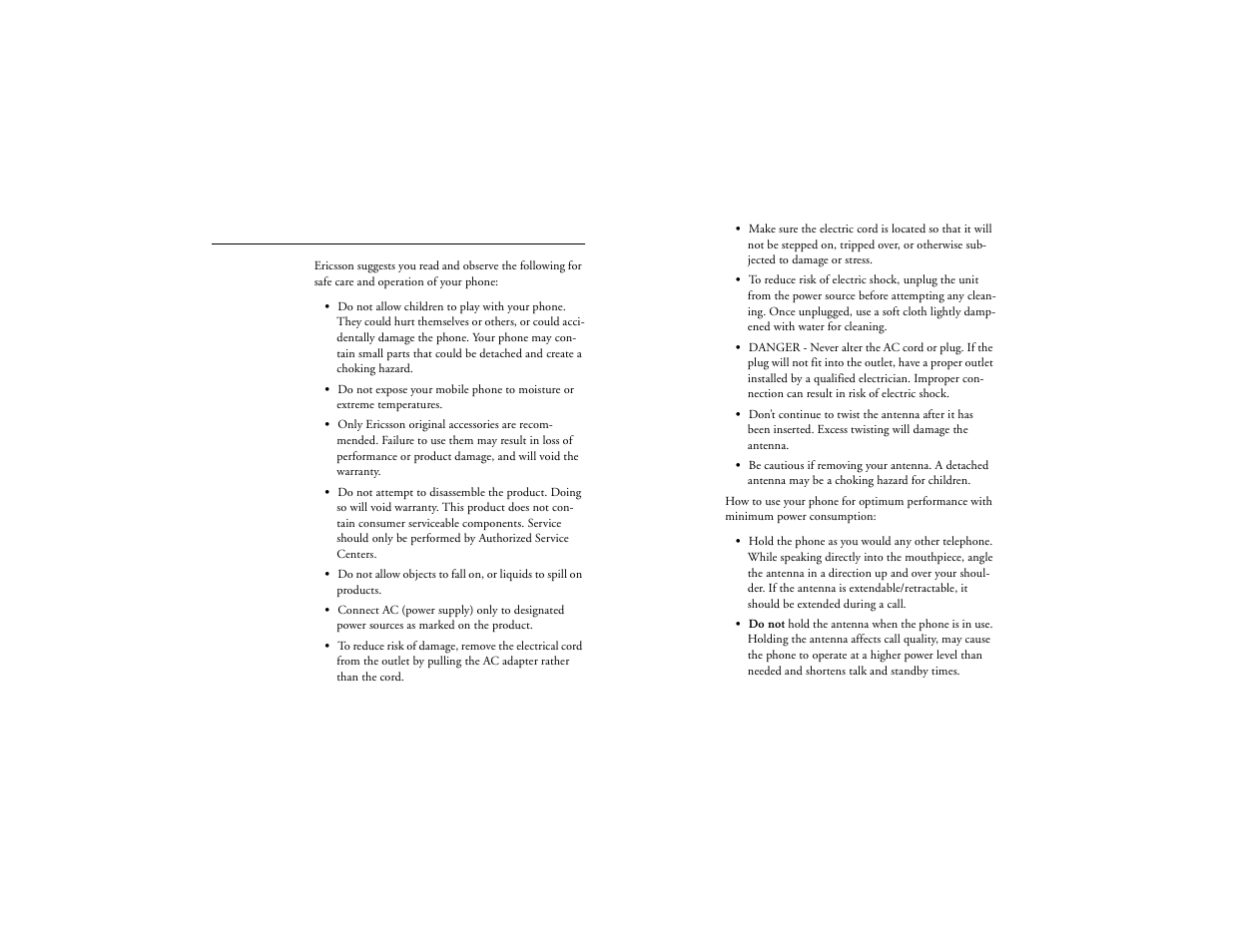 Product care and operation, Not for commercial use – ericsson inc | Ericsson T18d User Manual | Page 10 / 79