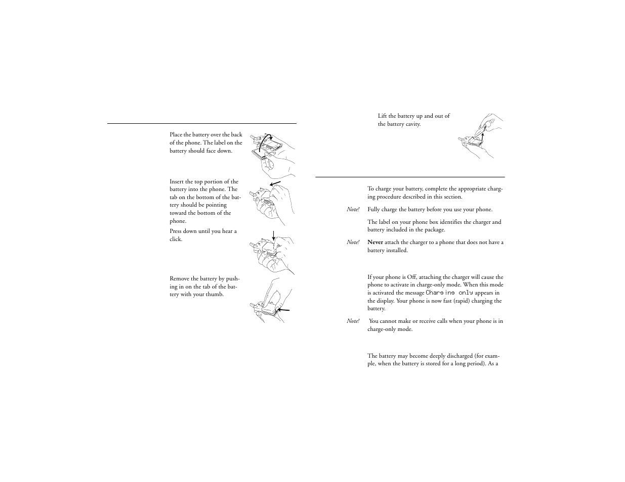 Connecting and removing your battery, Charging your battery, Not for commercial use – ericsson inc | Ericsson T18d User Manual | Page 14 / 79