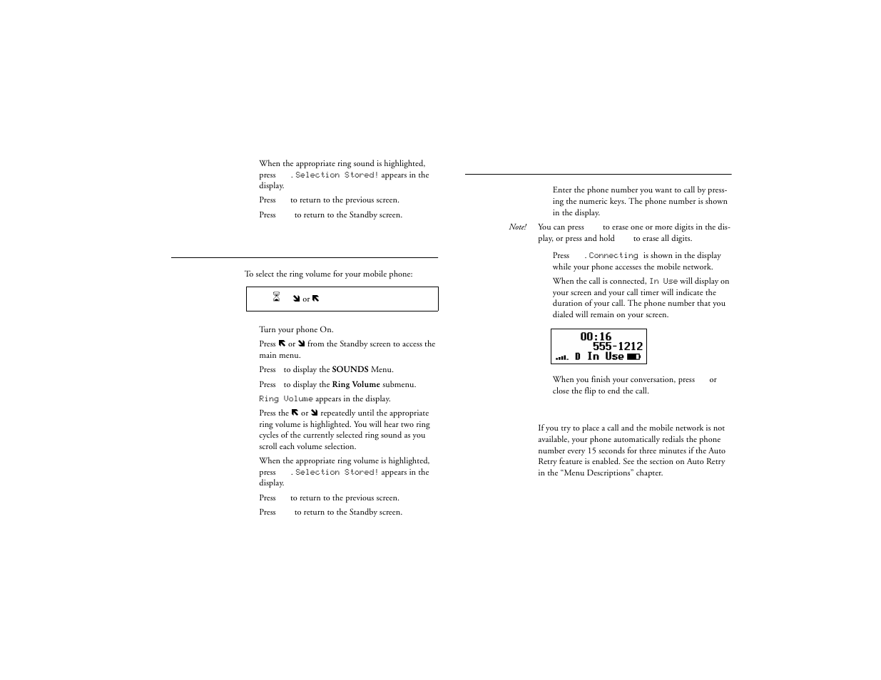 Setting the ring volume, Making a call, Not for commercial use – ericsson inc | Ericsson T18d User Manual | Page 27 / 79