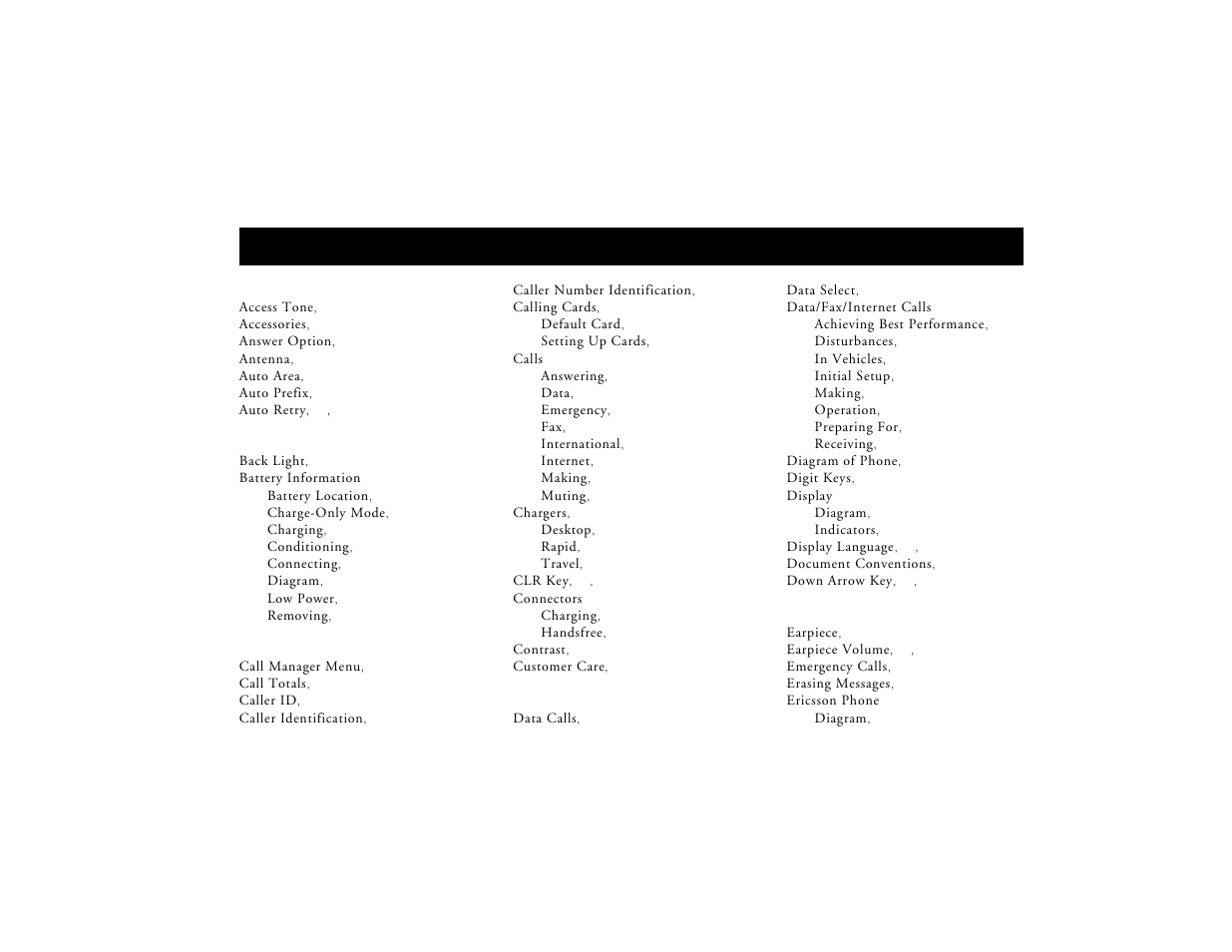 Index, Not for commercial use – ericsson inc | Ericsson T18d User Manual | Page 73 / 79