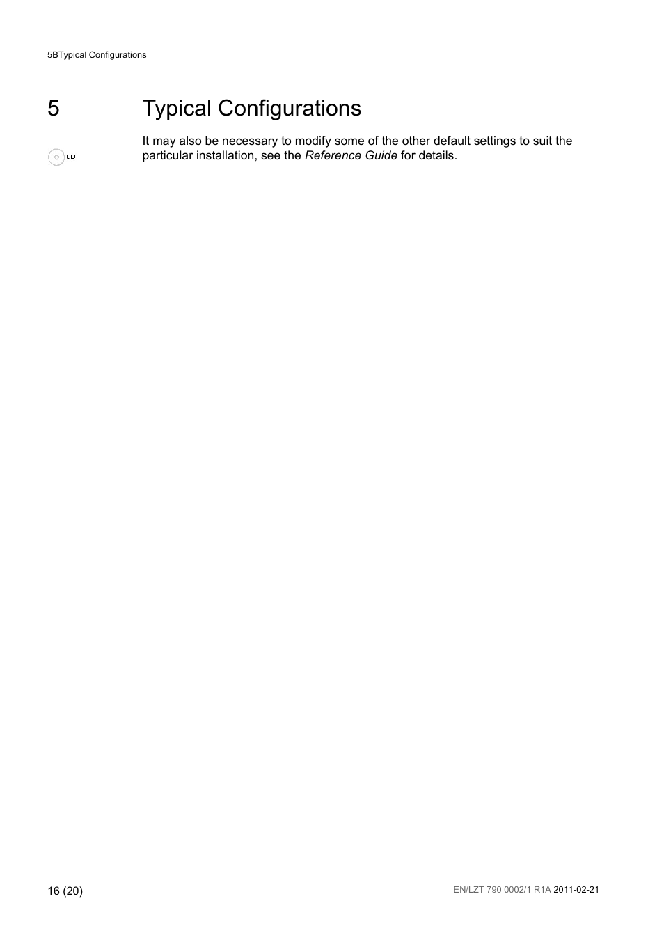 Typical configurations, 5typical configurations | Ericsson TT1222 User Manual | Page 16 / 20