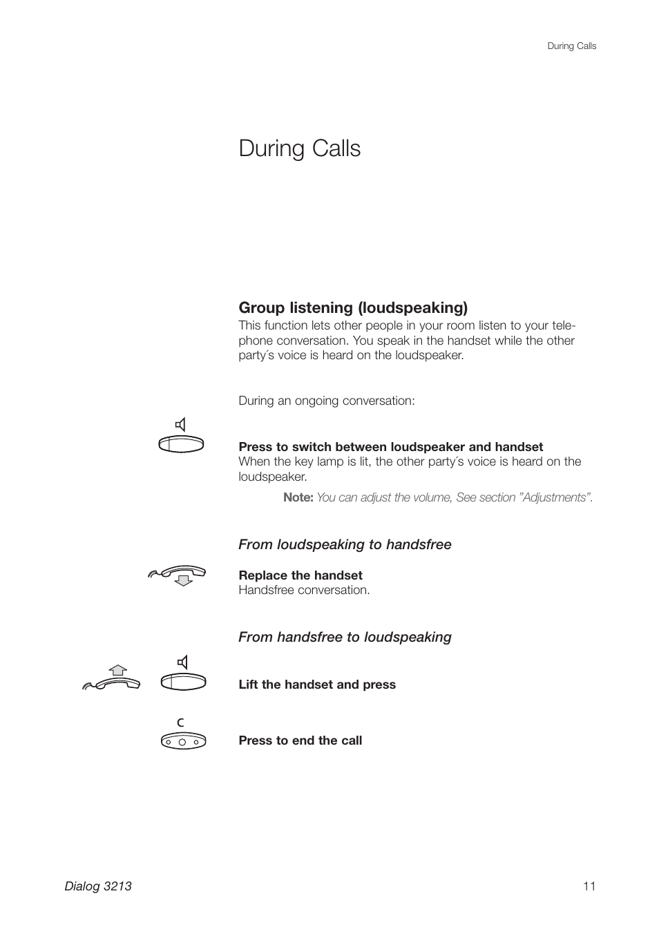 During calls | Ericsson Dialog 3213 User Manual | Page 11 / 92
