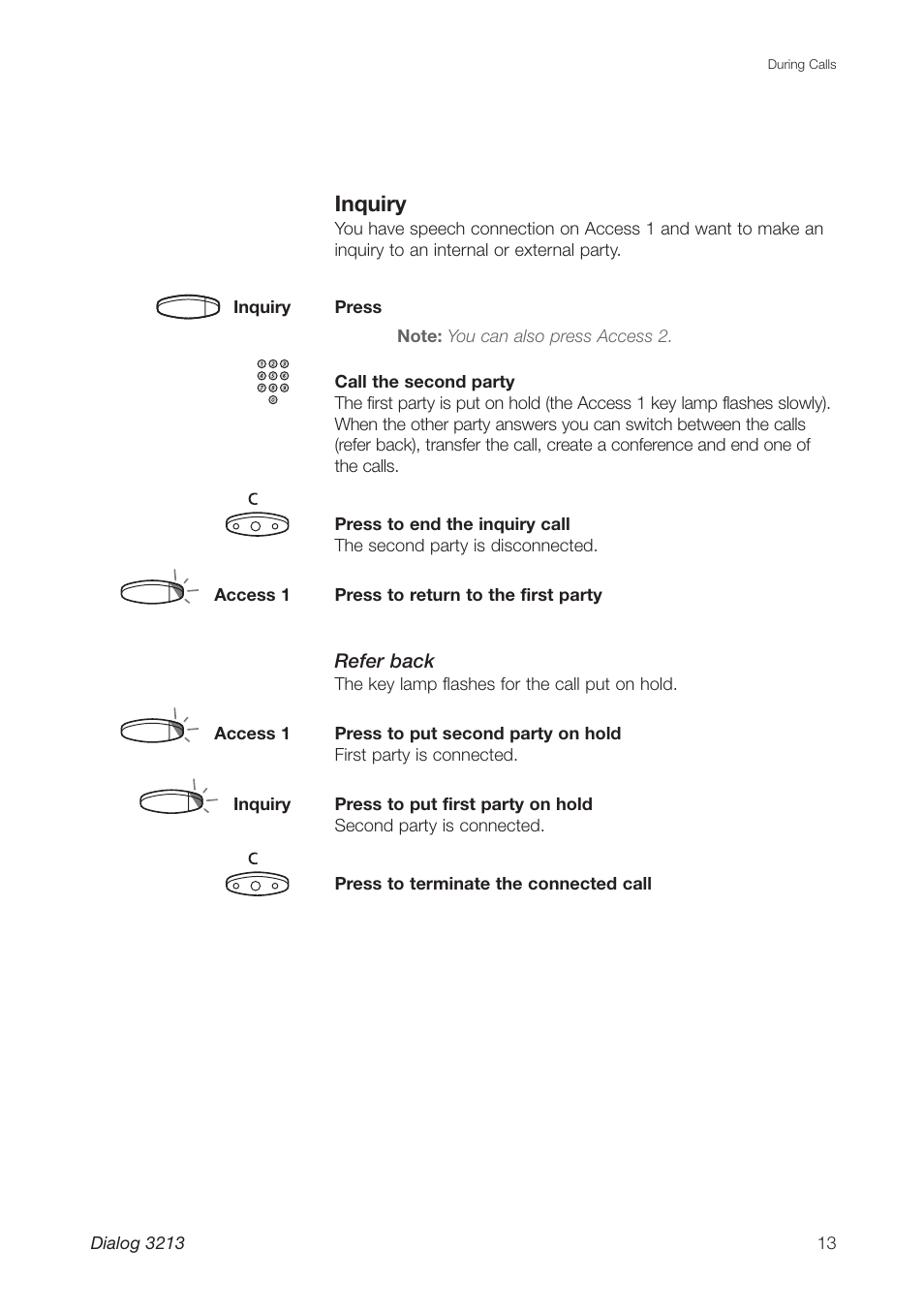 Inquiry | Ericsson Dialog 3213 User Manual | Page 13 / 92