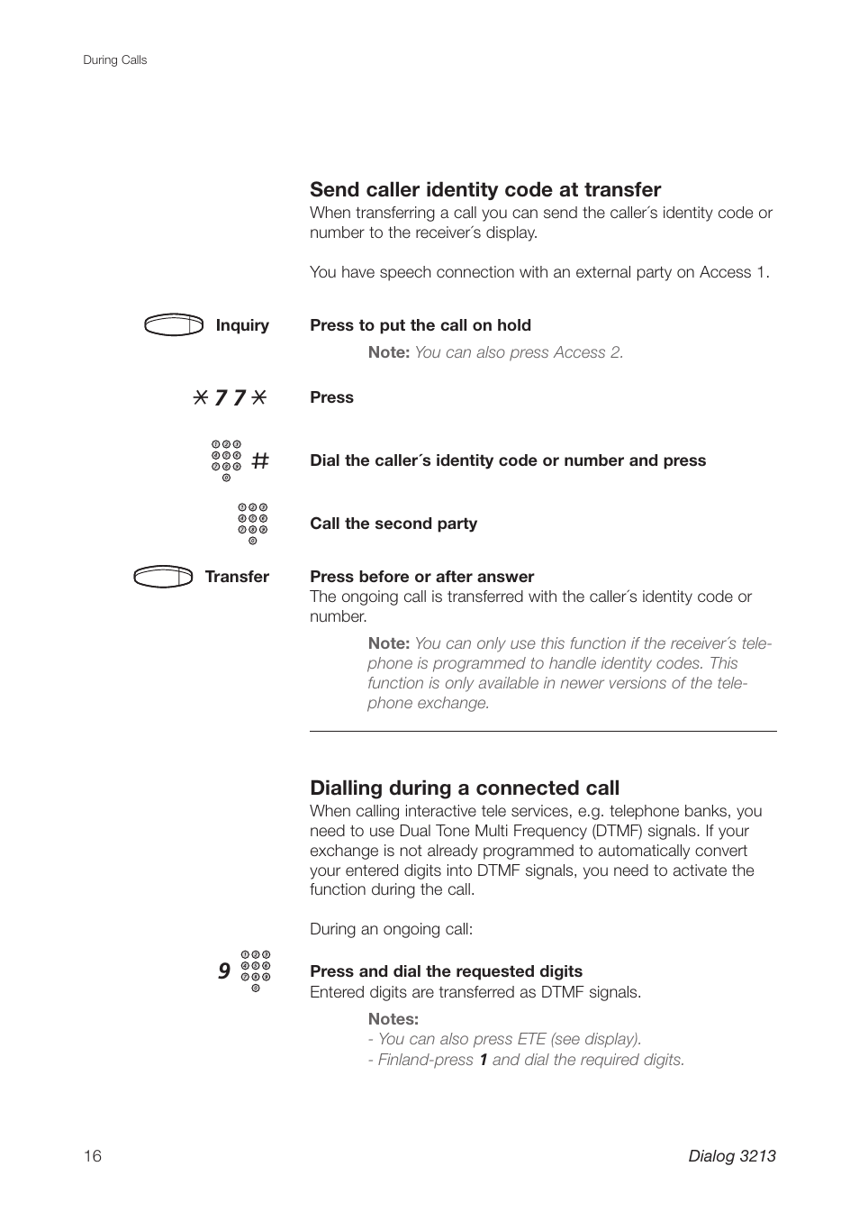 Ericsson Dialog 3213 User Manual | Page 16 / 92