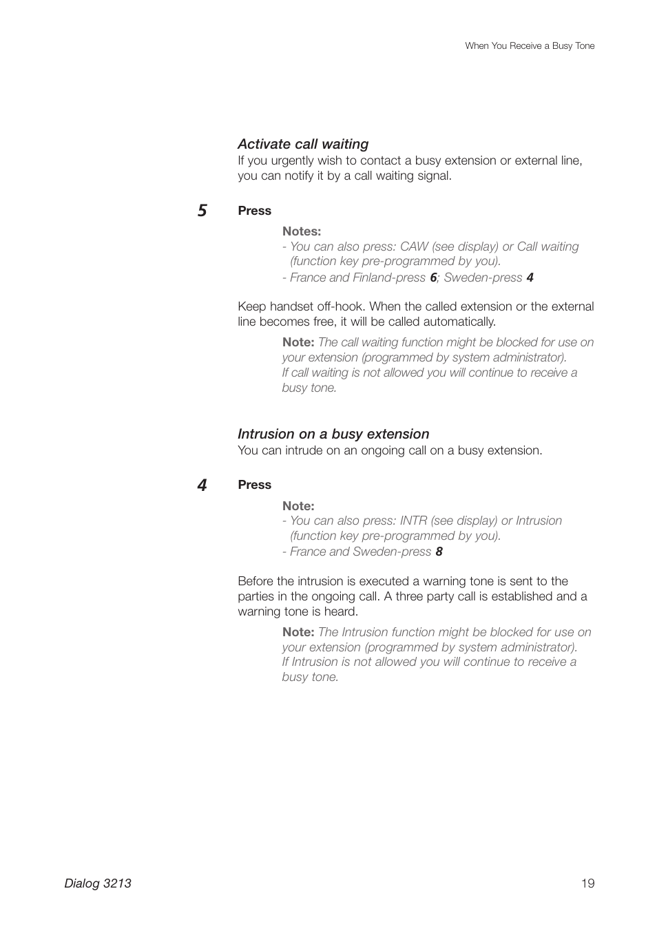 Ericsson Dialog 3213 User Manual | Page 19 / 92