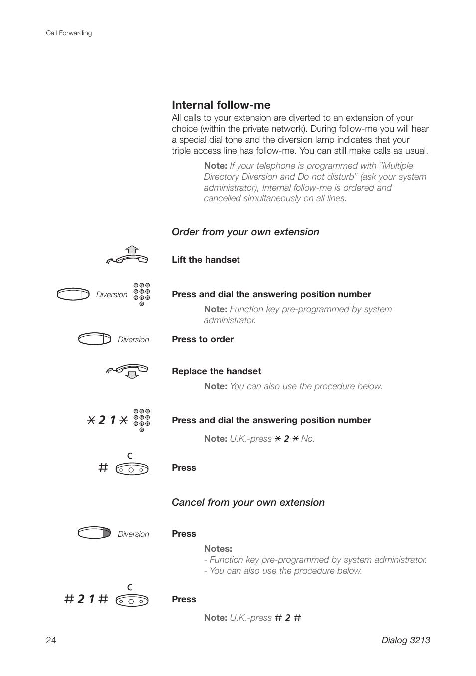 Internal follow-me | Ericsson Dialog 3213 User Manual | Page 24 / 92