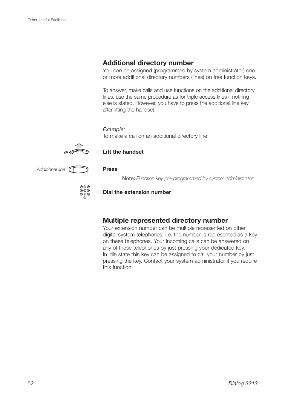 Additional directory number, Multiple represented directory number | Ericsson Dialog 3213 User Manual | Page 52 / 92