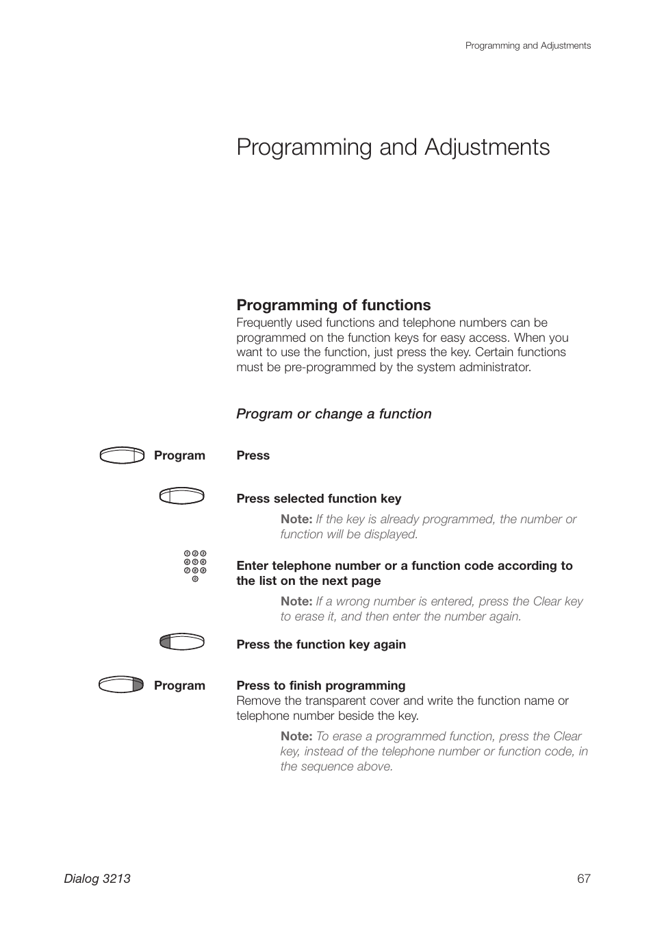 Programming and adjustments | Ericsson Dialog 3213 User Manual | Page 67 / 92