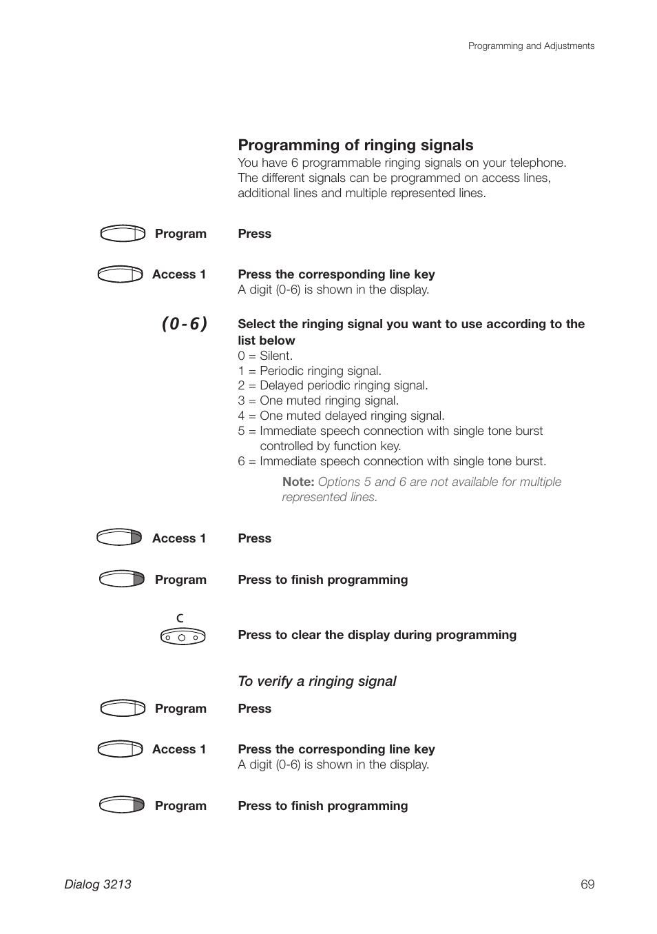 Programming of ringing signals | Ericsson Dialog 3213 User Manual | Page 69 / 92