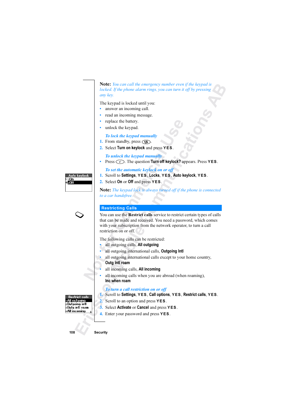 Ericsson R520 User Manual | Page 108 / 152