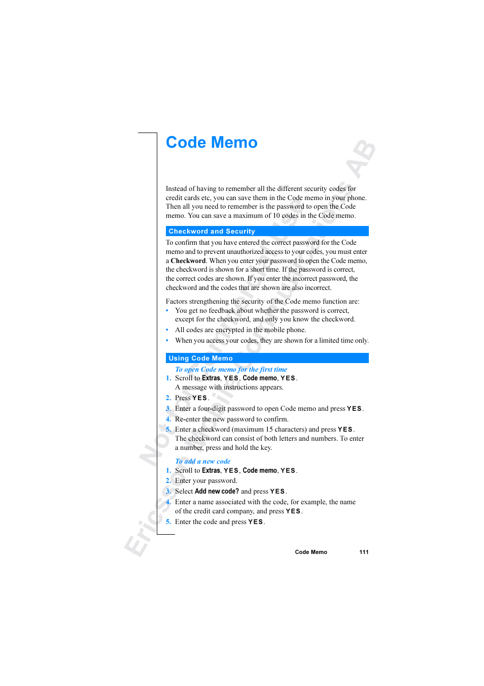 Ericsson R520 User Manual | Page 111 / 152