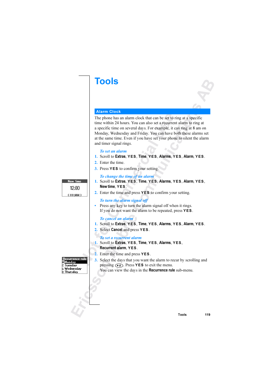 Tools | Ericsson R520 User Manual | Page 119 / 152