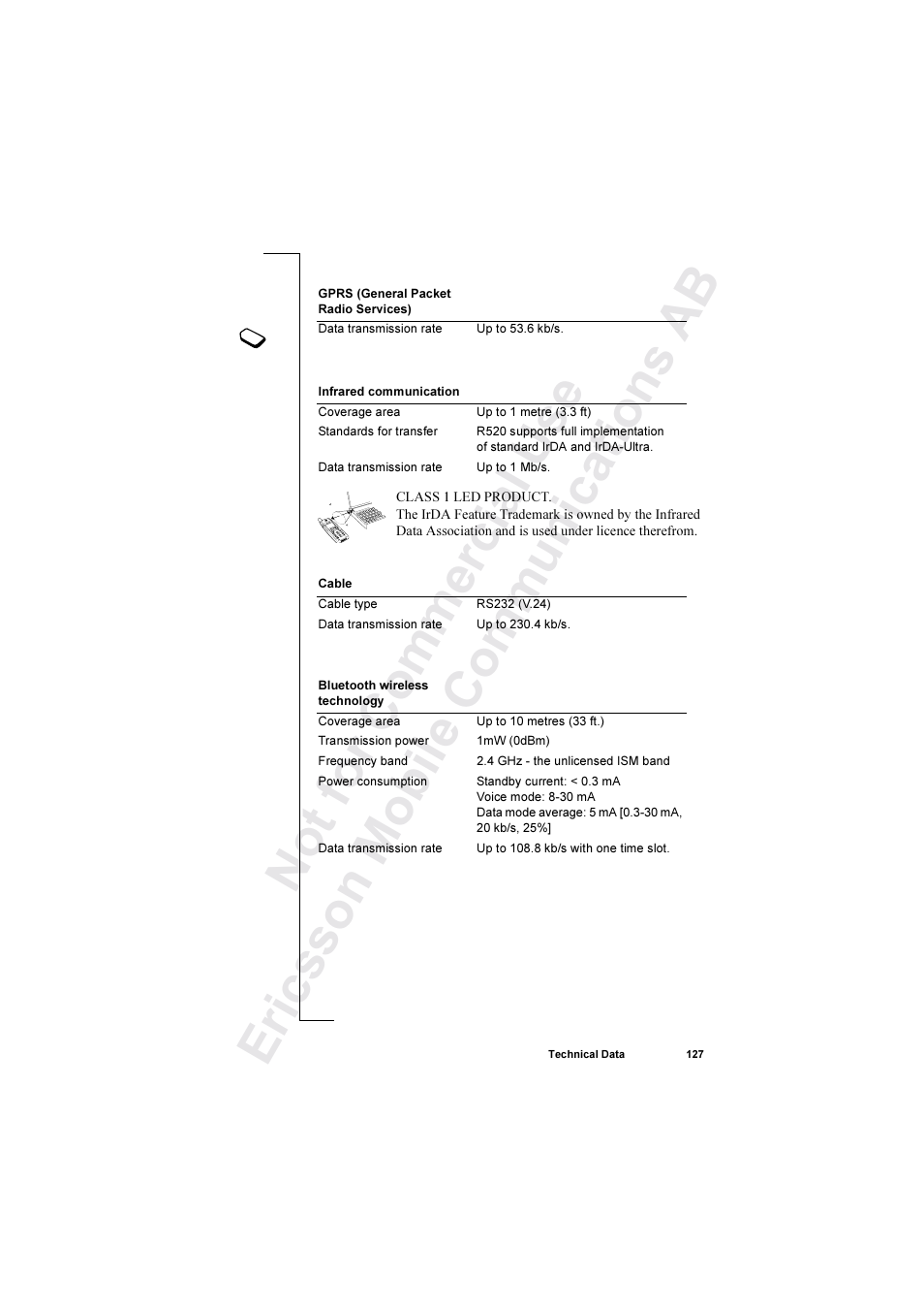 Ericsson R520 User Manual | Page 127 / 152