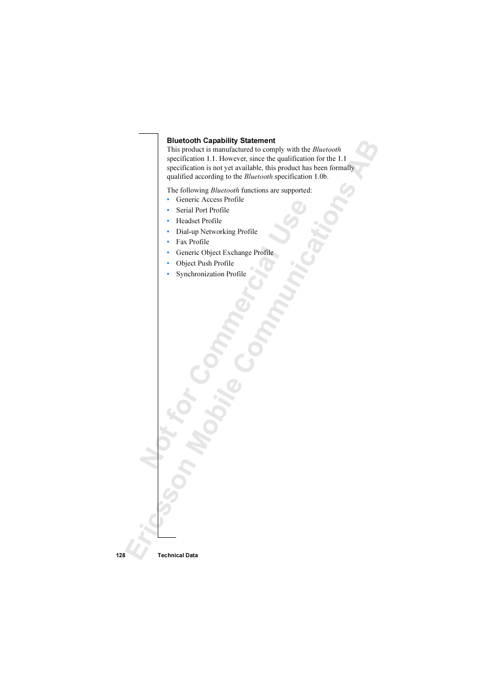 Ericsson R520 User Manual | Page 128 / 152