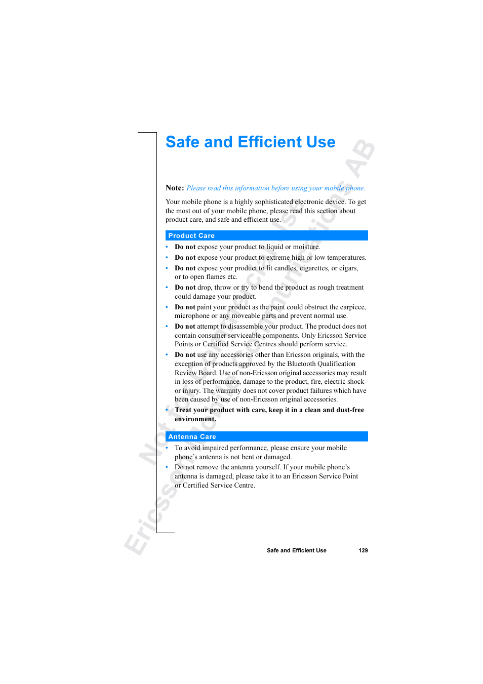 Ericsson R520 User Manual | Page 129 / 152