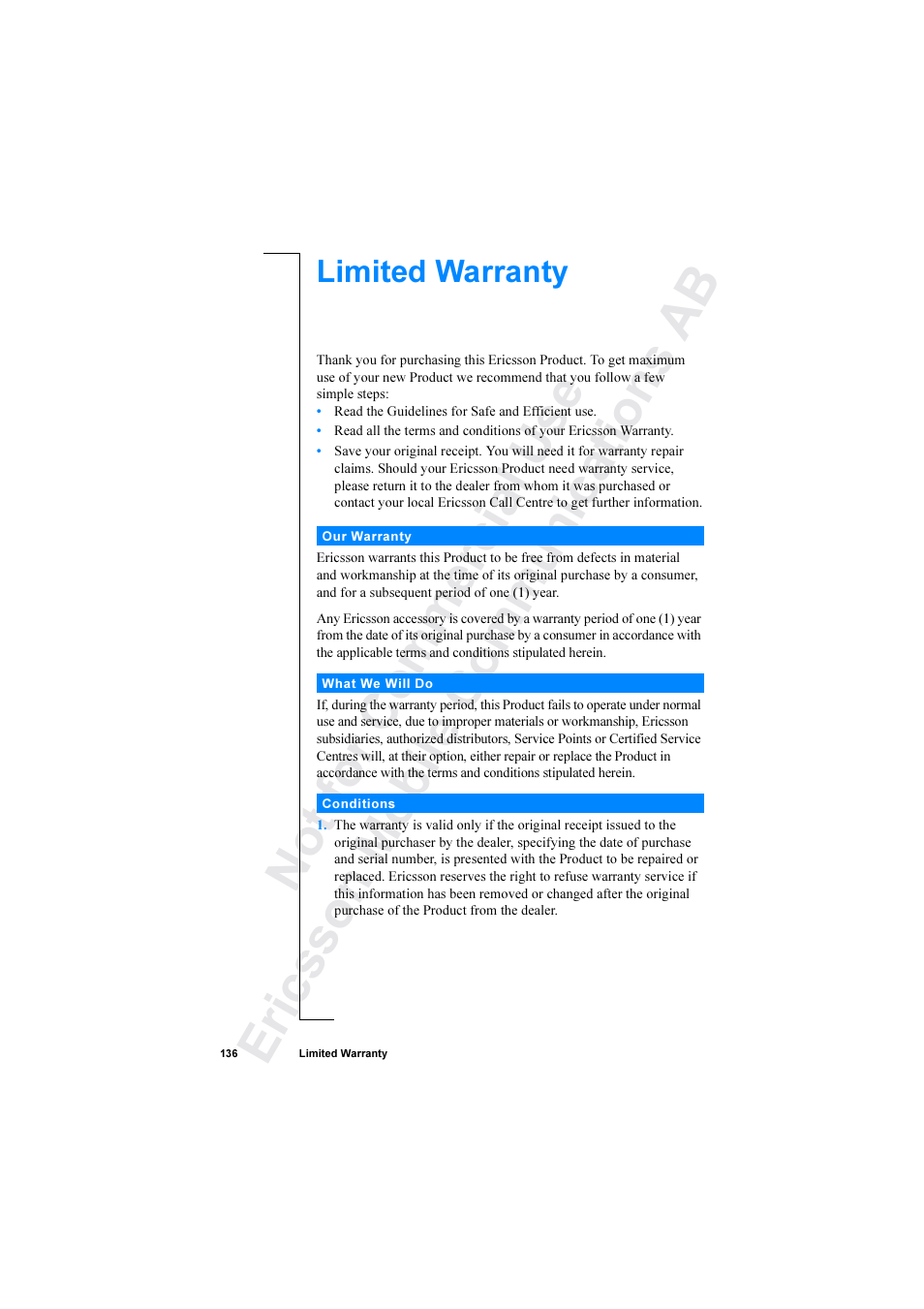 Ericsson R520 User Manual | Page 136 / 152