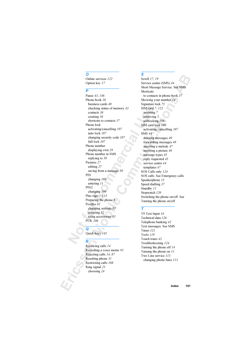 Ericsson R520 User Manual | Page 151 / 152