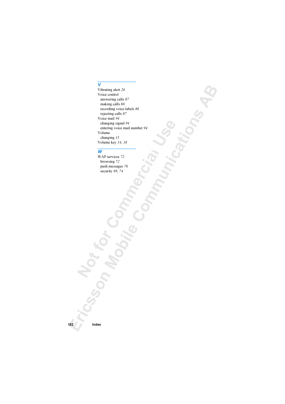 Ericsson R520 User Manual | Page 152 / 152