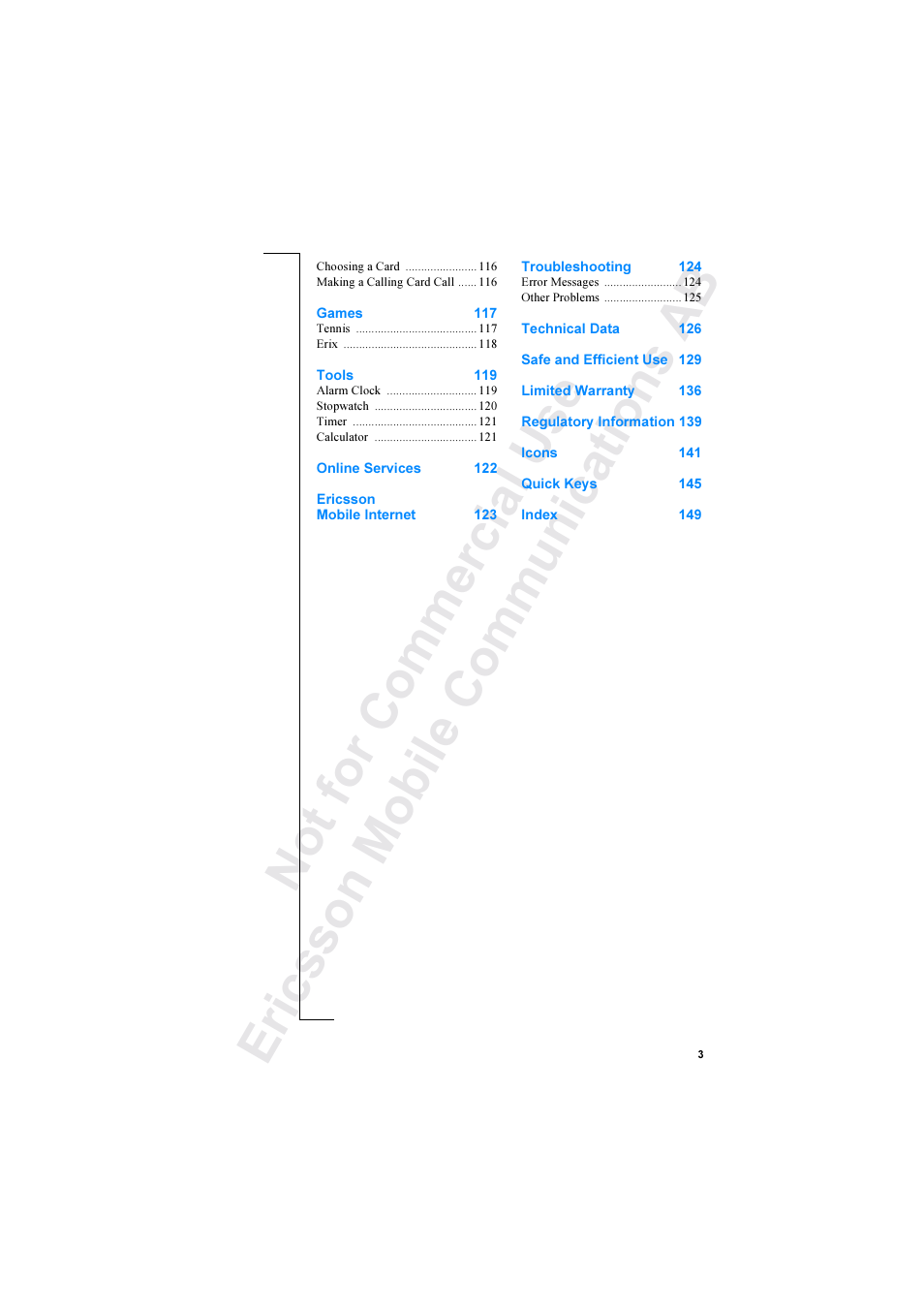 Ericsson R520 User Manual | Page 3 / 152