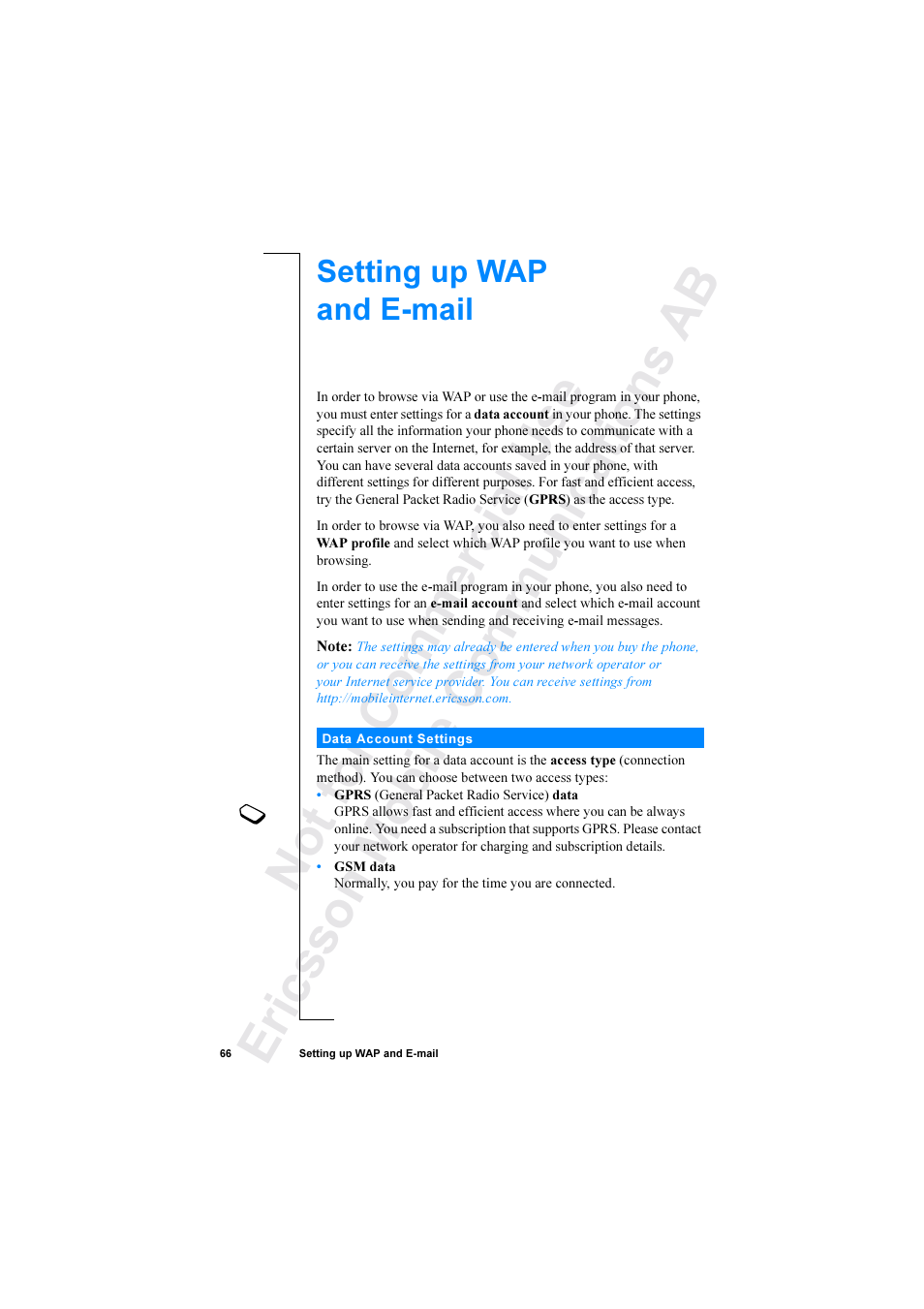 Ericsson R520 User Manual | Page 66 / 152