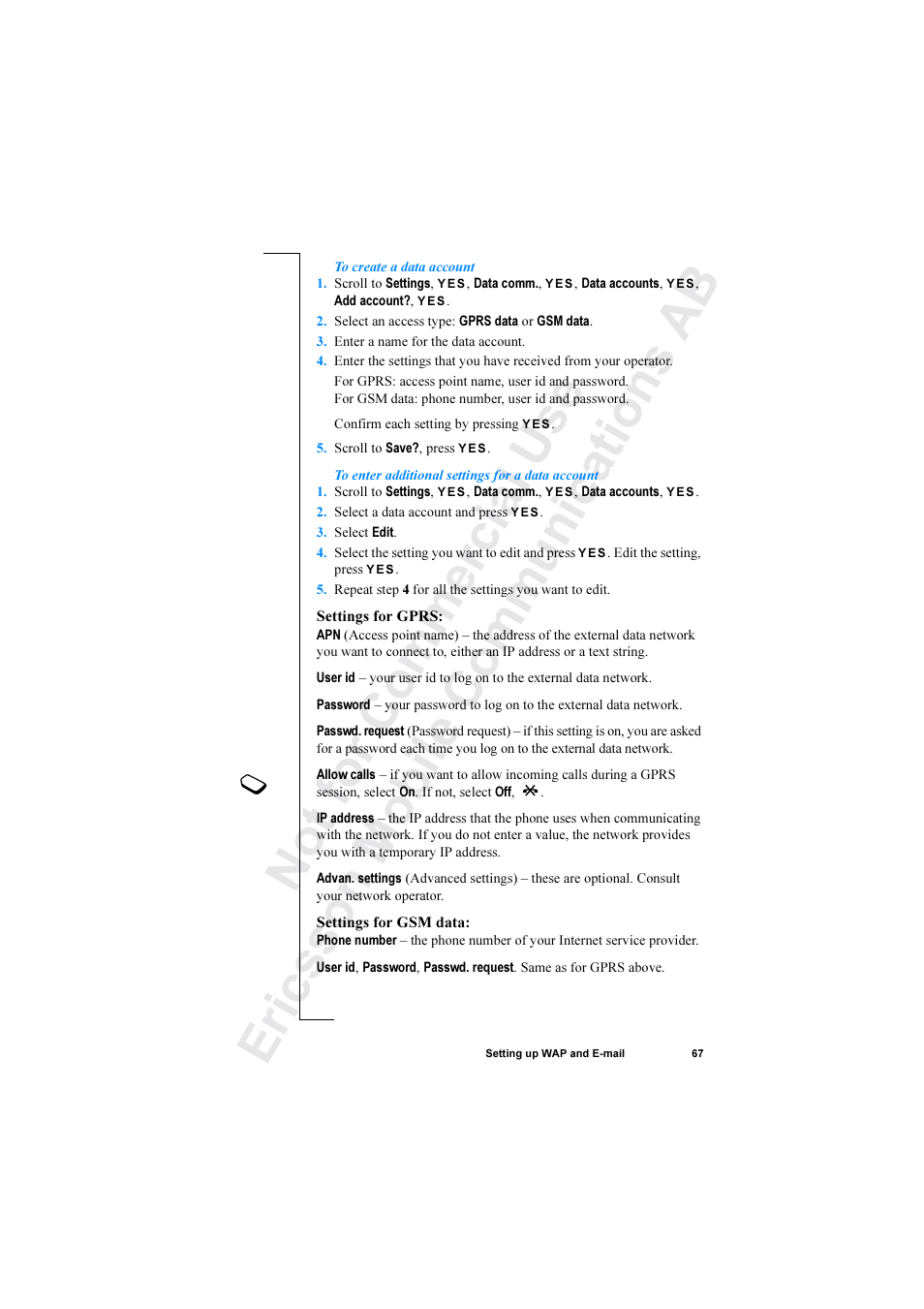 Ericsson R520 User Manual | Page 67 / 152