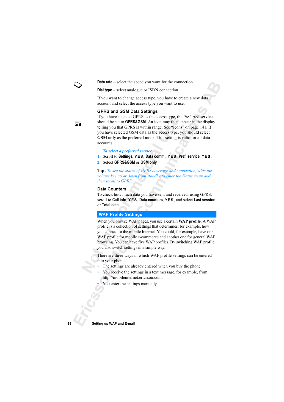 Ericsson R520 User Manual | Page 68 / 152