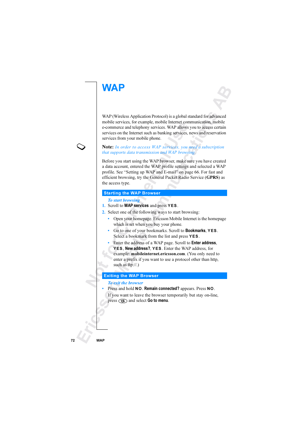 Ericsson R520 User Manual | Page 72 / 152