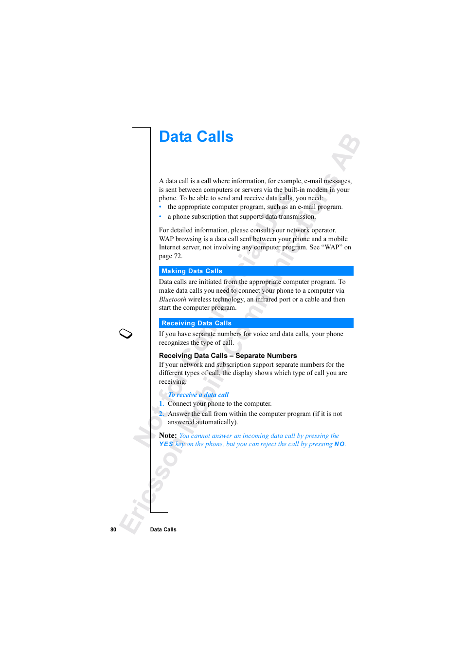 Ericsson R520 User Manual | Page 80 / 152