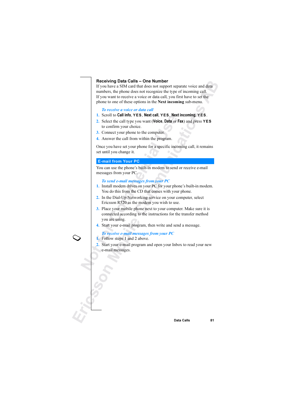 Ericsson R520 User Manual | Page 81 / 152