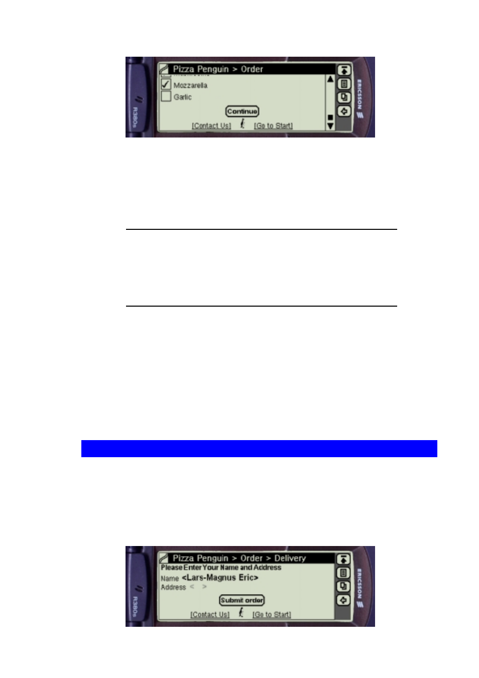 Using input fields | Ericsson R380 User Manual | Page 16 / 25