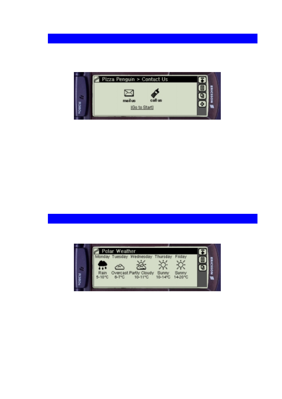 Using images as hyperlinks, Using tables | Ericsson R380 User Manual | Page 20 / 25