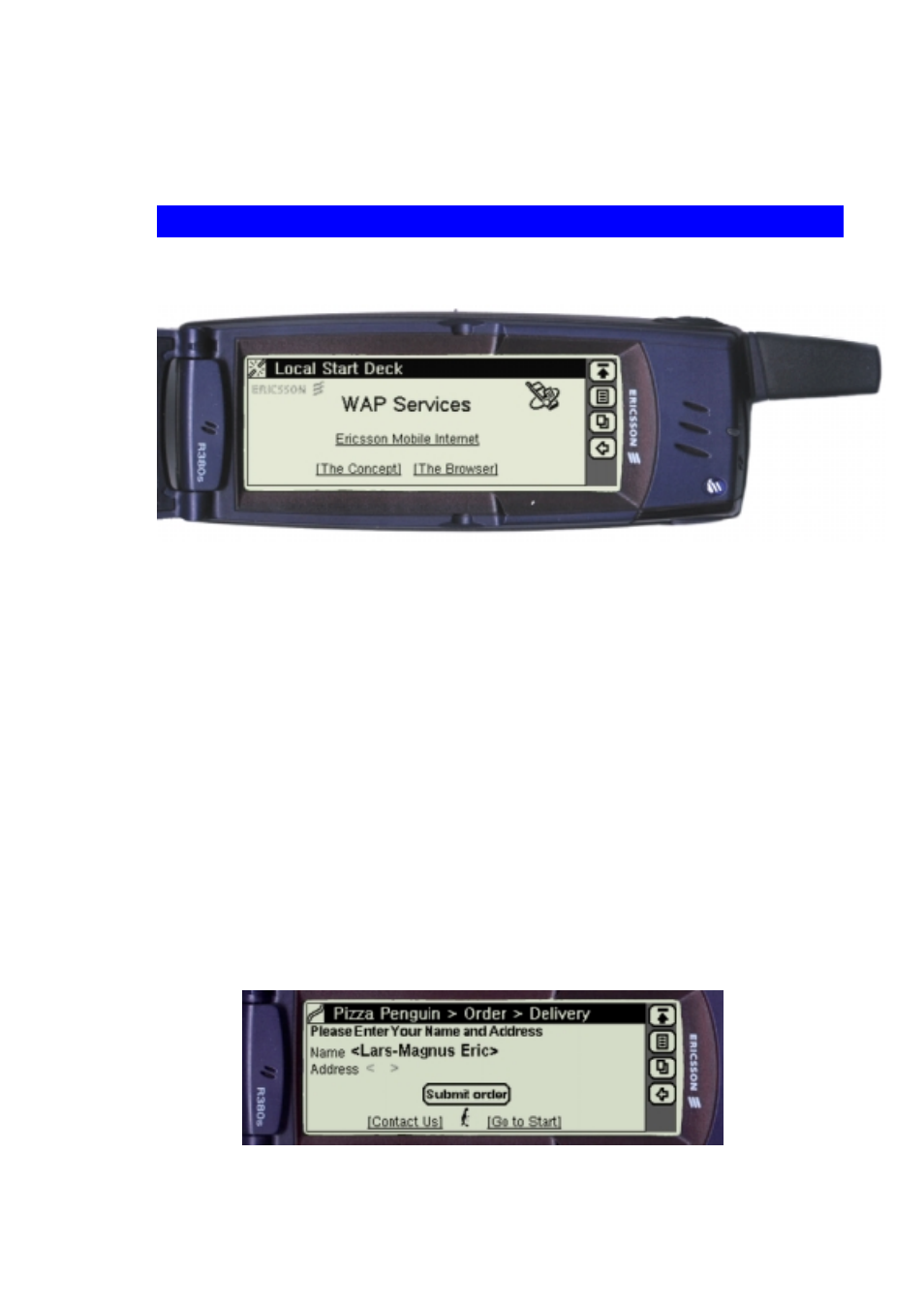 User interface issues, The browser display | Ericsson R380 User Manual | Page 7 / 25
