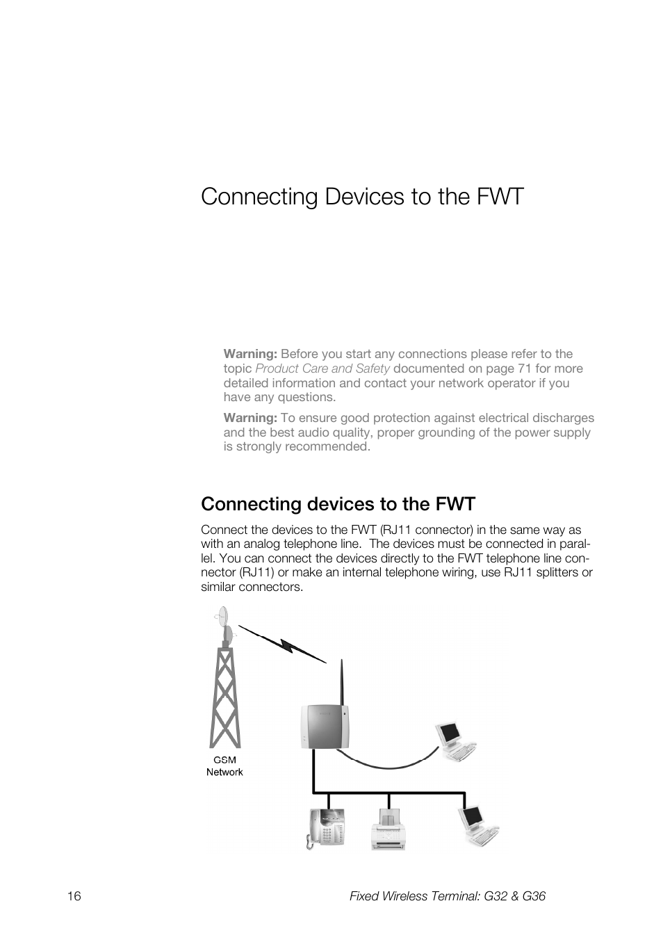 Connecting devices to the fwt | Ericsson G36 User Manual | Page 16 / 84