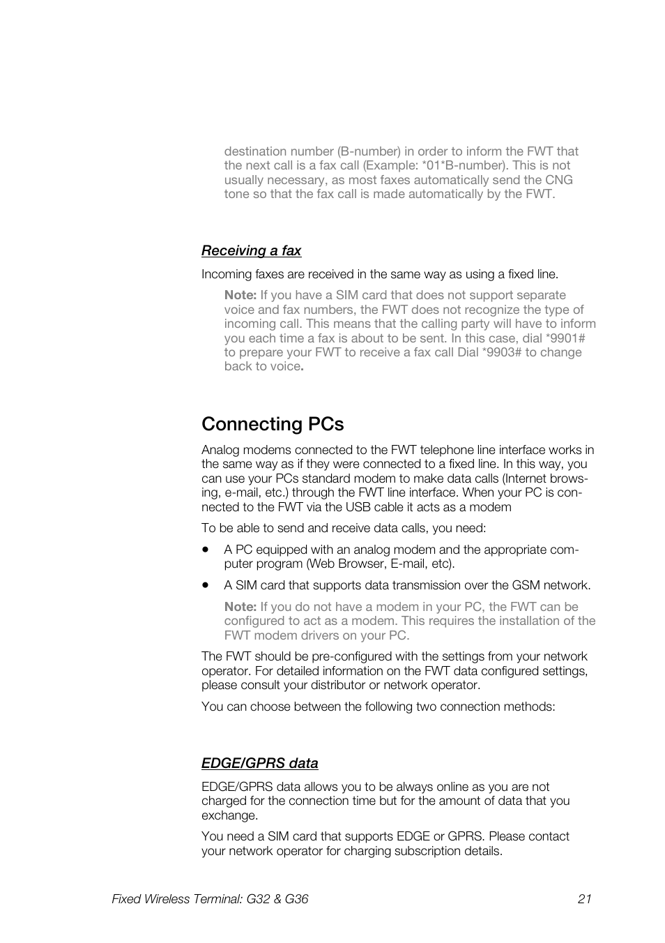 Connecting pcs | Ericsson G36 User Manual | Page 21 / 84