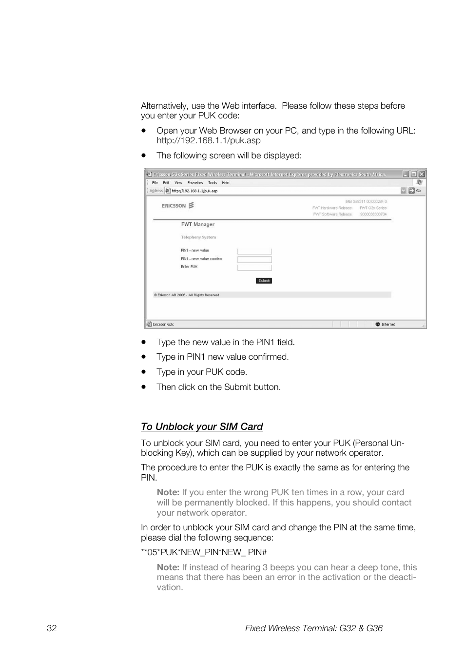 Ericsson G36 User Manual | Page 32 / 84